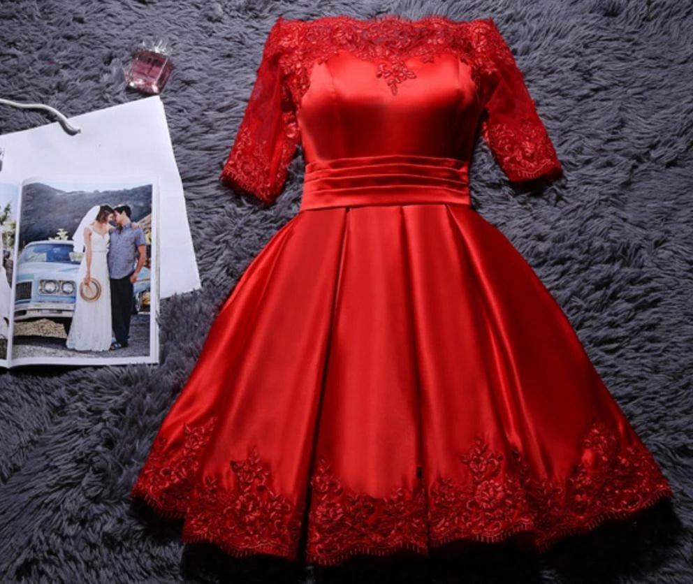 Lace Appliques Short Sleeves Mini Length Homecoming Dresses Prom 16 Sweet Dress