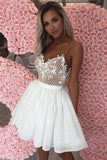 Fashion Spaghetti Straps Lace White 2019 Short Homecoming Dresses Prom Dress