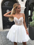 Fashion Spaghetti Straps Lace White 2019 Short Homecoming Dresses Prom Dress