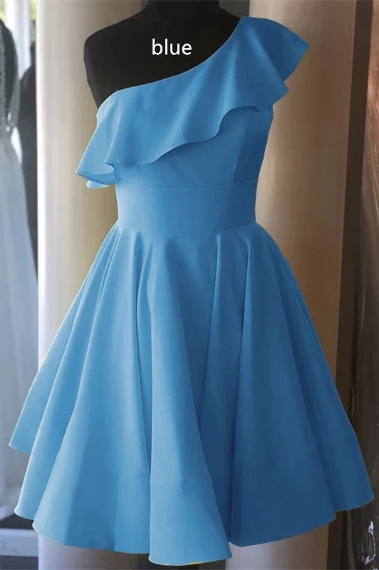 Fashion One Shoulder Lilac Cheap Homecoming Dresses Short Prom Dress Hoco Dress