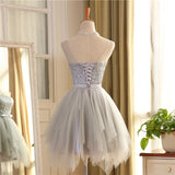 Tiered Skirt New Silver Tulle Homecoming Dresses Short Prom Graduation Dress