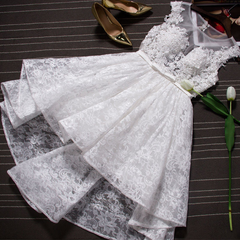 Lace White Front Short Long Back Homecoming Dresses Prom Party Gowns Wedding Dress