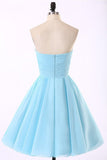 Strapless Short Empire Waist Light Blue Homecoming Dresses Party Gowns  Prom Dresses
