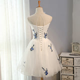 New Arrival Charming Embroidery Flowers Short Homecoming Dress Prom Dresses
