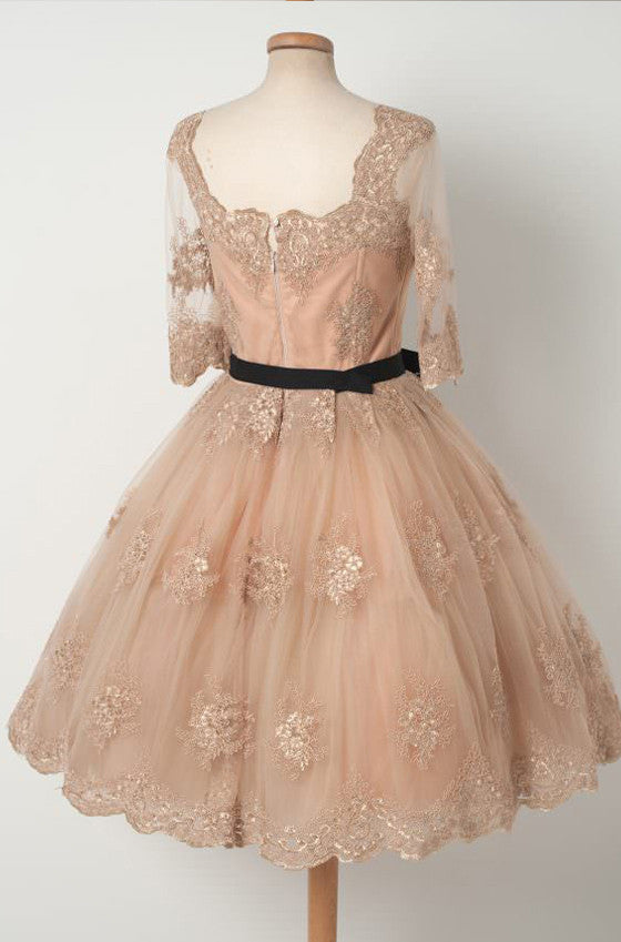 Long Sleeves Custom Made Lace Short Prom Dress Homecoming Dresses Party Gowns