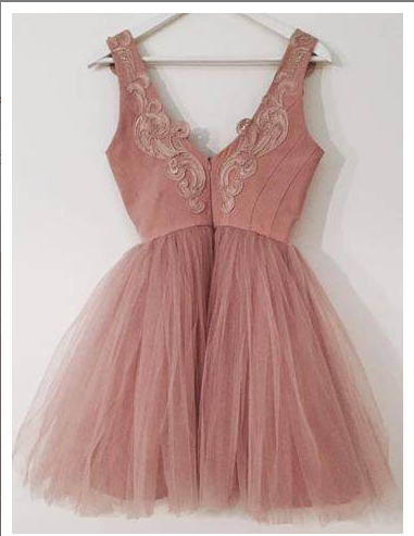 Off the Shoulder Blush Pink Tulle Short Prom Dress Homecoming Dresses Party Gowns