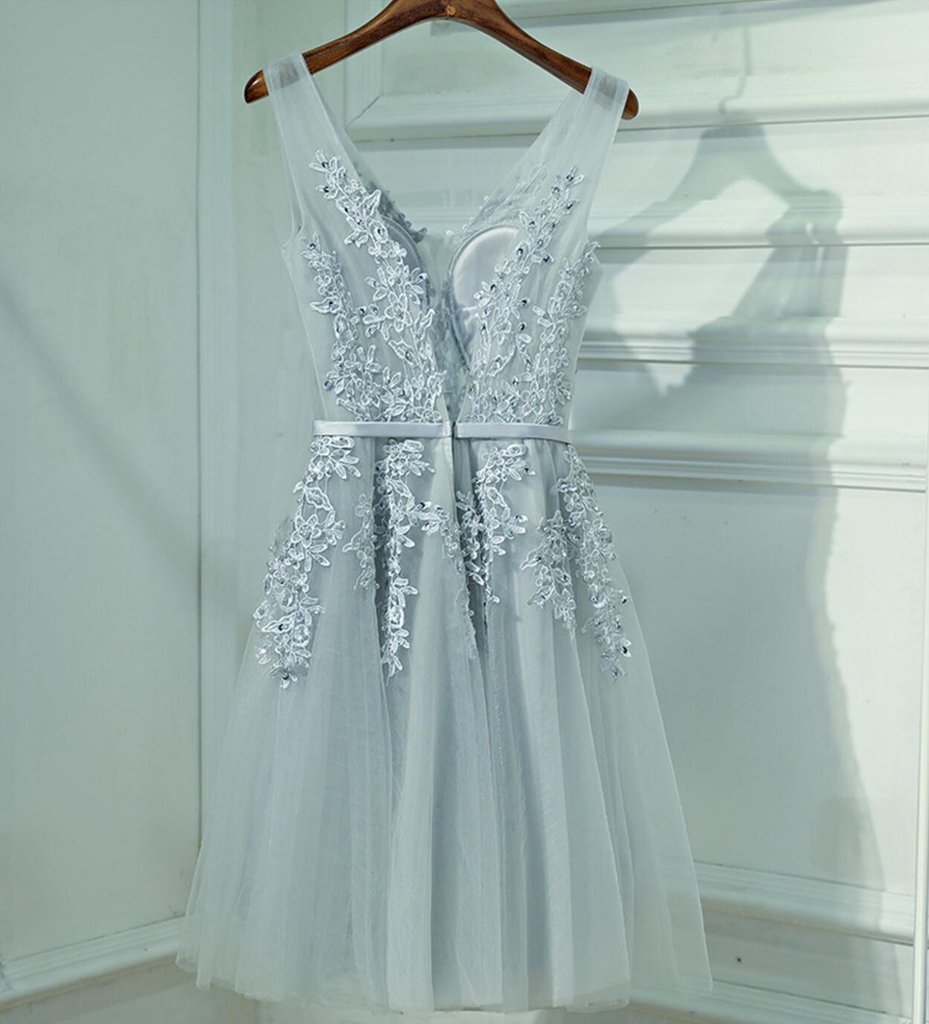 Baby Blue Off the Shoulder V Neck Short Prom Homecoming Dresses Graduation Dress