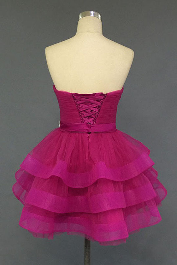 Tiered Skirt Fashion Sweetheart Short Prom Cute Dress Homecoming Dresses Party Gowns