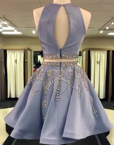 2 Pieces High Neck Beadings Short Prom Dresses Homecoming Dress Party Gowns