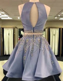 2 Pieces High Neck Beadings Short Prom Dresses Homecoming Dress Party Gowns