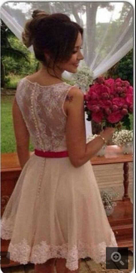 Hot Sales See Through Back Lace Short Prom Dresses Homecoming Dress Party Gowns