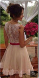 Hot Sales See Through Back Lace Short Prom Dresses Homecoming Dress Party Gowns