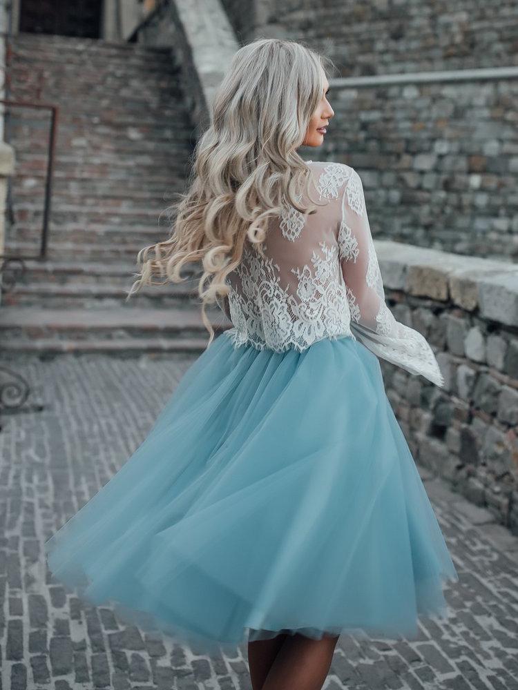 Hot Sales Long Sleeves White Lace Knee Length Prom Dress Homecoming Dresses