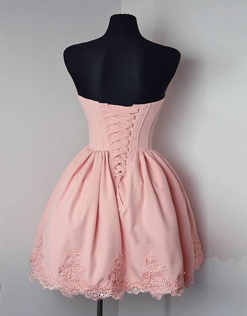 Elegant Blush Pink Appiques Short Homecoming Dress Prom Cute Dresses Party Gowns