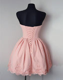 Elegant Blush Pink Appiques Short Homecoming Dress Prom Cute Dresses Party Gowns