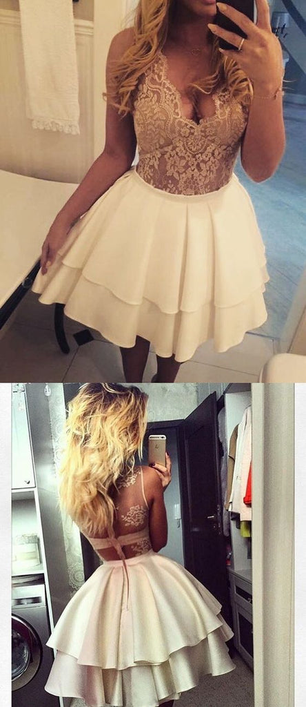 Off the Shoulder V Neck See Through Homecoming Dresses Short Prom Dress Cocktail Dress