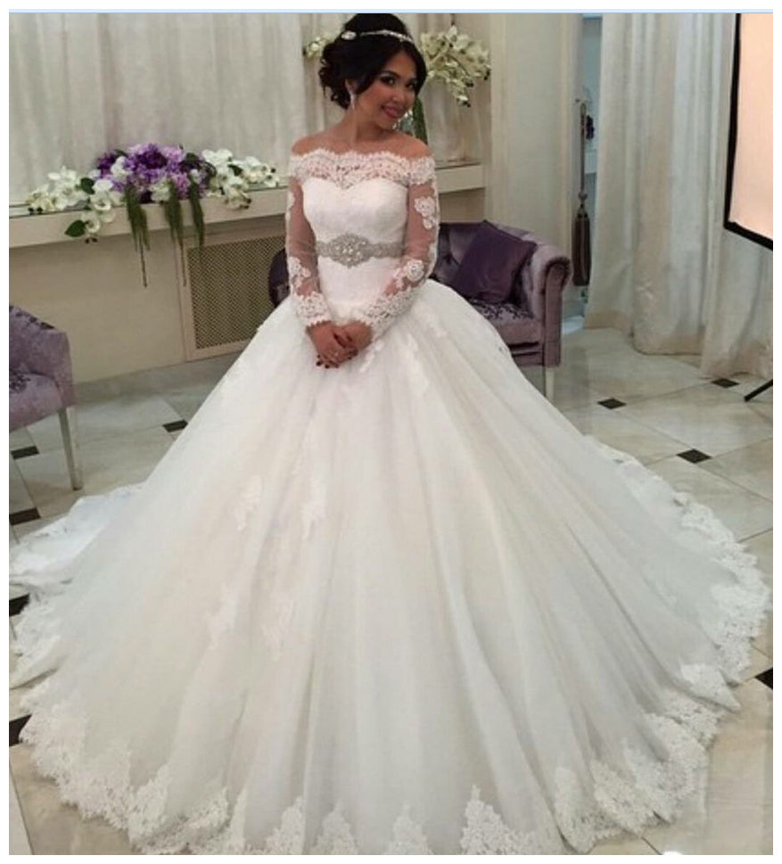 Sexy Long Sleeves Ball Gown Wedding Dress Bridal Dresses Wedding Gowns –  Laurafashionshop