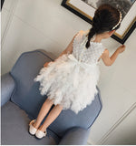 A Line Princess Ivory Lace Tulle Short Flower Girl Dress