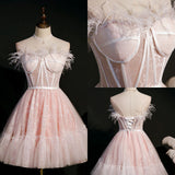 Pink Feather Homecoing Dresses For Teens Sweet 16 Dresses