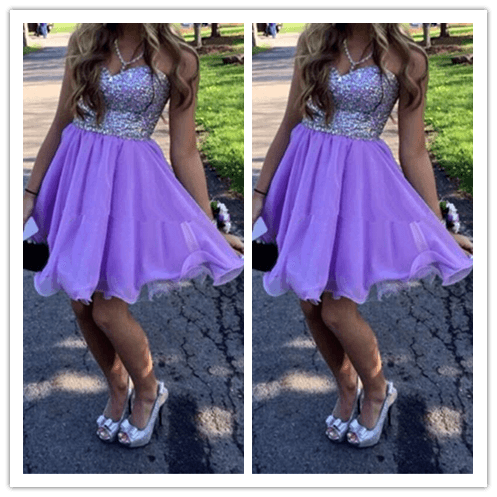 Beading A Line Homecoming Dress Short Prom Dresses - Laurafashionshop
