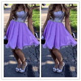 Beading A Line Homecoming Dress Short Prom Dresses - Laurafashionshop