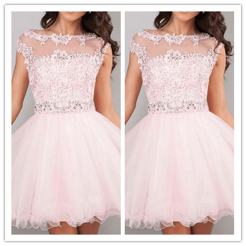 Colorful Pink Cute Homecoming Dresses Prom Dress - Laurafashionshop