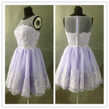 Lace Short Lavender Homecoming Dress Prom Dresses - Laurafashionshop