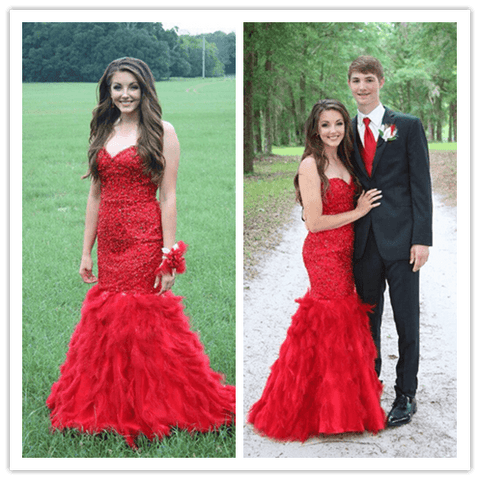 Beading Red Real Made Red 2022 Prom Dresses - Laurafashionshop