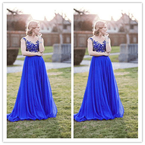 Royal Blue Real Made Appliques Latest Prom Dresses - Laurafashionshop