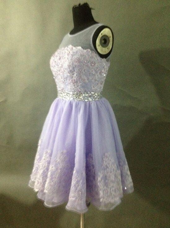 Lace Short Lavender Homecoming Dress Prom Dresses - Laurafashionshop