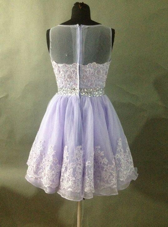 Lace Short Lavender Homecoming Dress Prom Dresses - Laurafashionshop