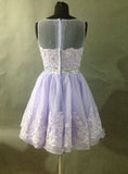 Lace Short Lavender Homecoming Dress Prom Dresses - Laurafashionshop