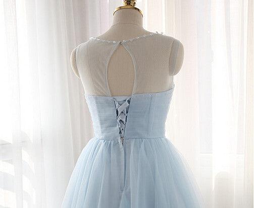Beading Sparkly Sky Blue Fitted Silver Cocktail Dress Prom Dresses Homecoming Dresses - Laurafashionshop