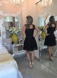 Lace Cute Black Short Homecoming Gowns Prom Dresses - Laurafashionshop