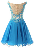 Fitted Tulle Lace Blue Homecoming Dress Prom Dresses - Laurafashionshop
