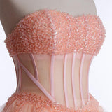 Beading Tulle Blush Pink Cute Homecoming Dress Prom Dresses - Laurafashionshop