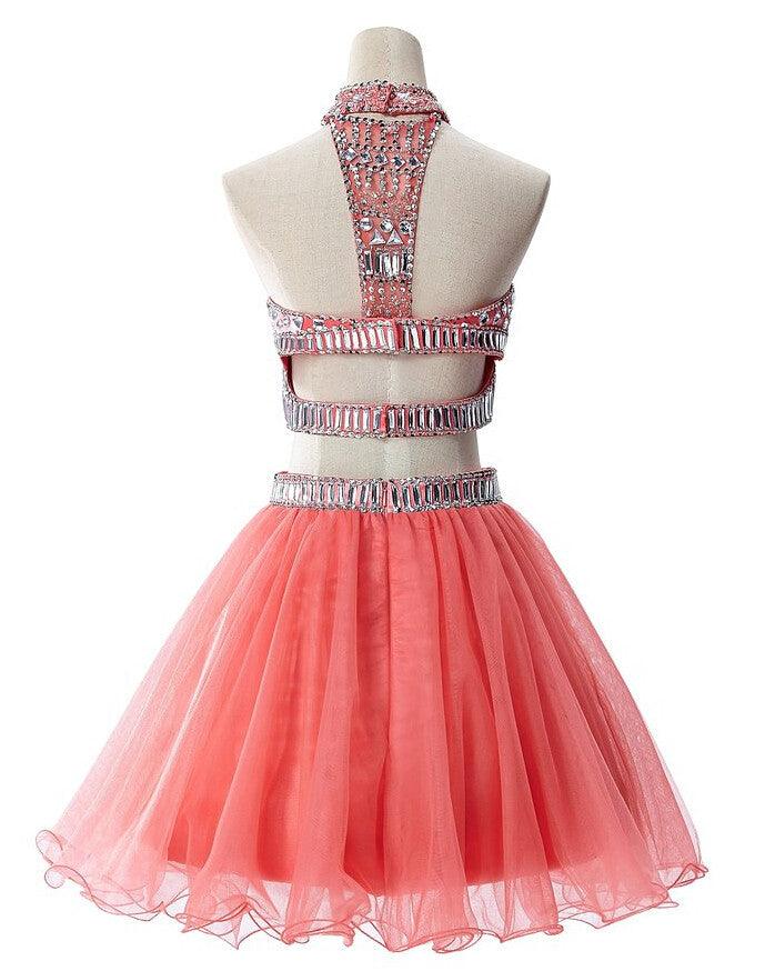 Sweet 16 Two Piece Silver Beading Dress Prom Dress - Laurafashionshop