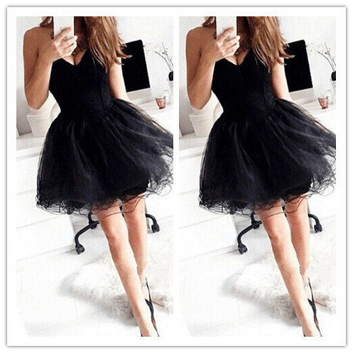 Black Tulle 2022 Homecoming Prom Gown - Laurafashionshop