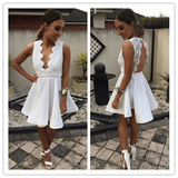 Lace Fashion Open Back White New Arrival Homecoming Dresses Prom Dress - Laurafashionshop