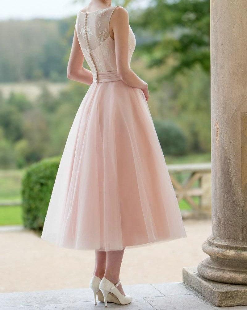 Tull Knee Length Lace Prom Dresses - Laurafashionshop
