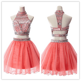 Sweet 16 Two Piece Silver Beading Dress Prom Dress - Laurafashionshop