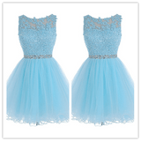 Fitted Tulle Lace Homecoming Dress Short Prom Dresses - Laurafashionshop