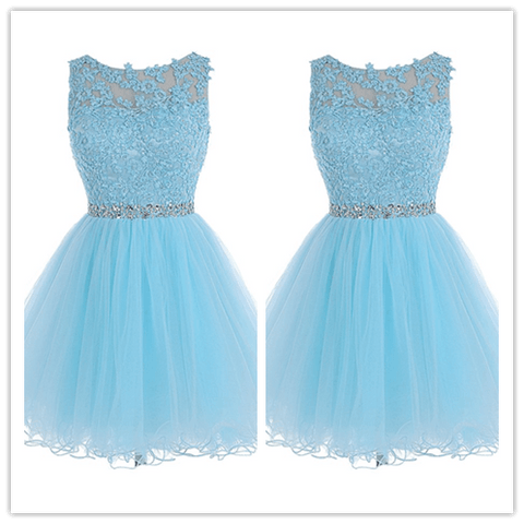 Fitted Tulle Lace Homecoming Dress Short Prom Dresses - Laurafashionshop