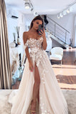 Gorgeous A Line Sweetheart Tulle Wedding Dresses with 3D Appliques