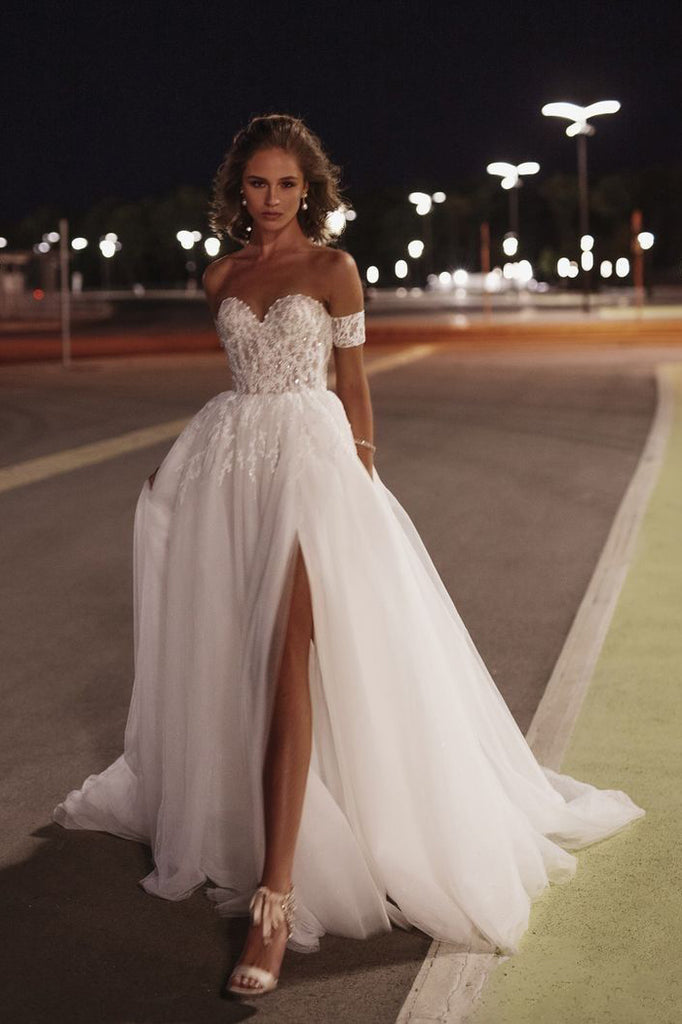 Fairy Sweetheart A Line Beading Tulle Wedding Dresses