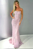New Arrival Spaghetti Straps Lace Mermaid Long Prom Dresses Evening Dress