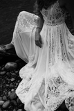 Bohemian Wedding Dresses With Adjustable Drawstring Lace Bridal Gowns