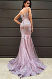 V Neck Mermaid Lace Applique Sweet Evening Prom Dresses 16 Prom Dresses