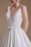 A-Line Stain Long Length Elegant Sleeveless Wedding Dress