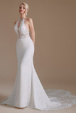 Elegant Backless Mermaid Lace Appliques Wedding Dress